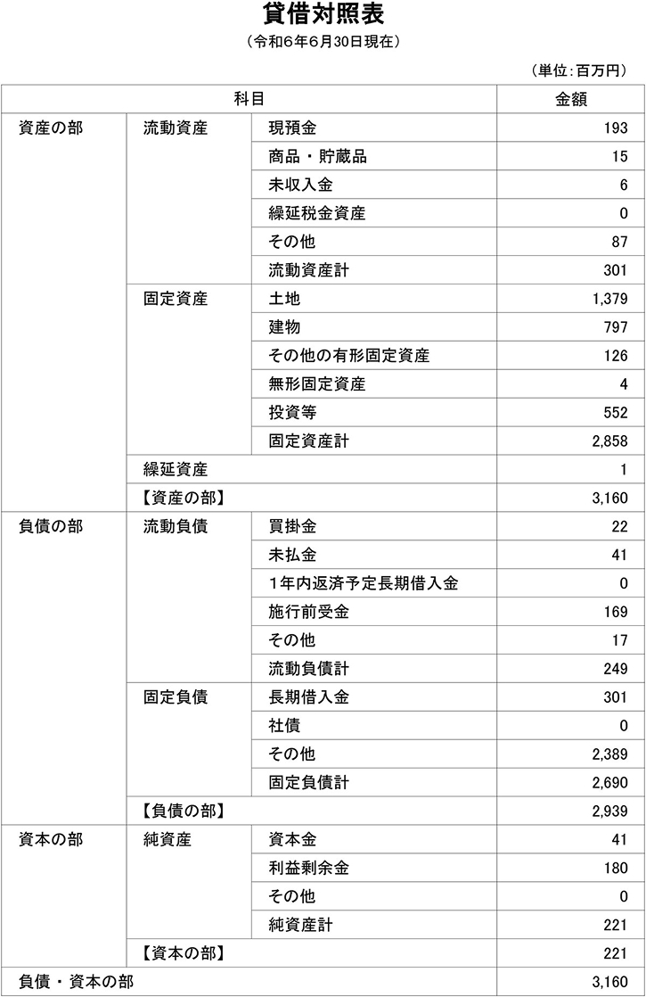 貸借対照表(バランスシート)。資産、負債、純資産の財務状況を示す。